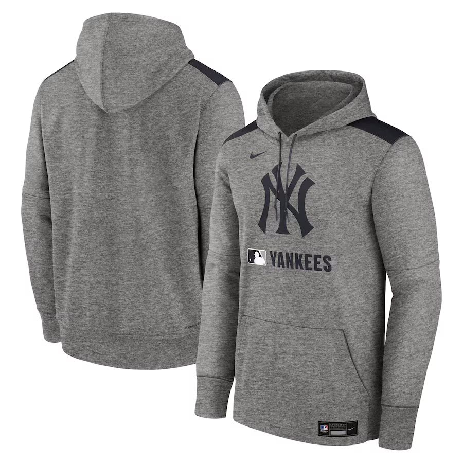 Men 2025 MLB New York Yankees Grey Nike hoodie style 1